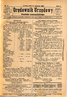 Orędownik Urzędowy Powiatu Leszczyńskiego 1929.01.12 R.10 Nr 2