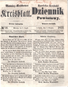 Rawicko-Krobski Dziennik Powiatowy. 1853.08.03 R. 3 Nr 31