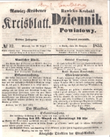 Rawicko-Krobski Dziennik Powiatowy. 1853.08.10 R. 3 Nr 32