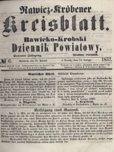 Rawicko-Krobski Dziennik Powiatowy. 1857.02.11 R. 7 Nr 6