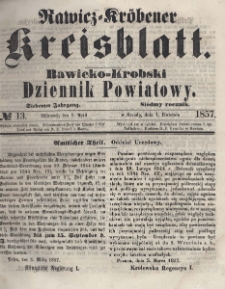 Rawicko-Krobski Dziennik Powiatowy. 1857.04.01 R. 7 Nr 13