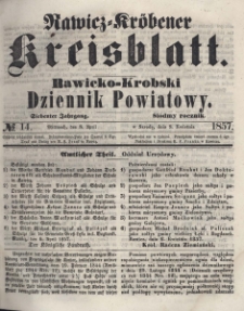 Rawicko-Krobski Dziennik Powiatowy. 1857.04.08 R. 7 Nr 14