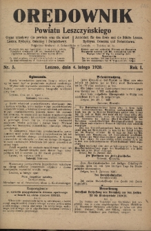 Orędownik Powiatu Leszczyńskiego 1920.02.04 R.1 Nr 5