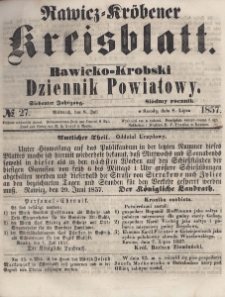 Rawicko-Krobski Dziennik Powiatowy. 1857.07.08 R. 7 Nr 27