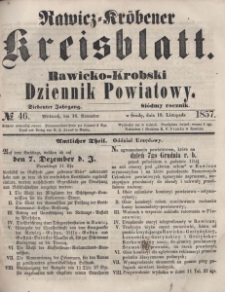 Rawicko-Krobski Dziennik Powiatowy. 1857.11.18 R. 7 Nr 46