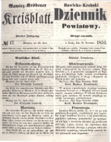 Rawicko-Krobski Dziennik Powiatowy. 1852.04.28 R. 2 Nr 17