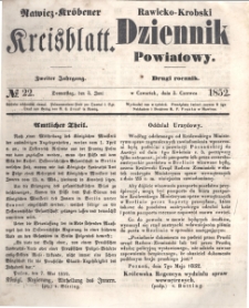 Rawicko-Krobski Dziennik Powiatowy. 1852.06.03 R. 2 Nr 22