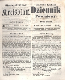 Rawicko-Krobski Dziennik Powiatowy. 1852.08.18 R. 2 Nr 33