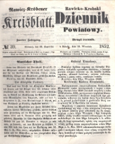 Rawicko-Krobski Dziennik Powiatowy. 1852.09.29 R. 2 Nr 39