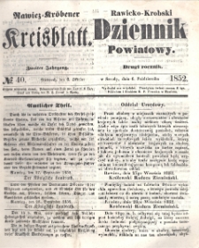 Rawicko-Krobski Dziennik Powiatowy. 1852.10.06 R. 2 Nr 40