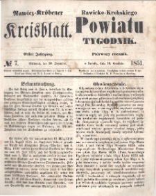Rawicko-Krobskiego Powiatu Tygodnik. 1851.12.10 R. 1 Nr 7