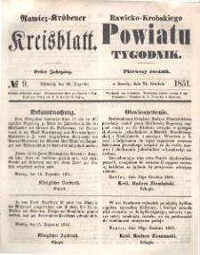 Rawicko-Krobskiego Powiatu Tygodnik. 1851.12.24 R. 1 Nr 9