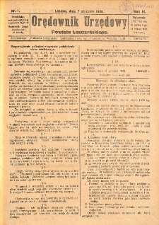 Orędownik Urzędowy Powiatu Leszczyńskiego 1928.01.07 R.9 Nr 1