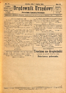 Orędownik Urzędowy Powiatu Leszczyńskiego 1928.04.07 R.9 Nr 14