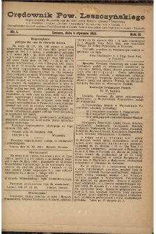 Orędownik Powiatu Leszczyńskiego 1921.01.01 R. 2 Nr 1