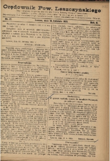 Orędownik Powiatu Leszczyńskiego 1921.04.16 R. 2 Nr 17