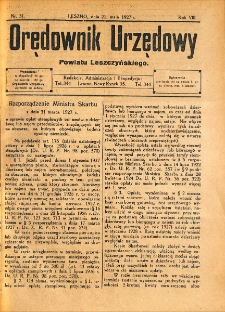 Orędownik Urzędowy Powiatu Leszczyńskiego 1927.05.21 R.8 Nr 31