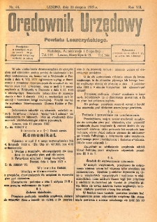 Orędownik Urzędowy Powiatu Leszczyńskiego 1927.08.20 R.8 Nr 44