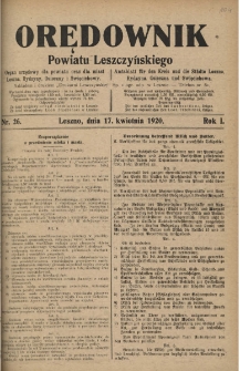 Orędownik Powiatu Leszczyńskiego 1920.04.17 R.1 Nr 26