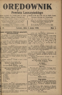Orędownik Powiatu Leszczyńskiego 1920.05.05 R.1 Nr 31