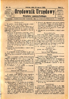 Orędownik Urzędowy Powiatu Leszczyńskiego 1929.03.30 R.10 Nr 14