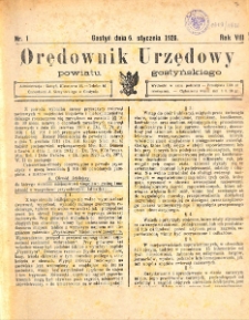 Orędownik Urzędowy Powiatu Gostyńskiego 1926.01.06 R. 8 Nr 1