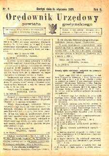 Orędownik Urzędowy Powiatu Gostyńskiego 1926.01.16 R. 8 Nr 4